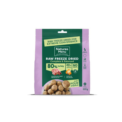 Natures Menu Med/Maxi 80/20 Freeze Dried Raw Adult Dog Food Turkey 250g