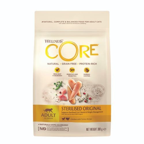 Wellness CORE Sterilised Chicken and Turkey Grain Free Dry Adult Cat Food 300g