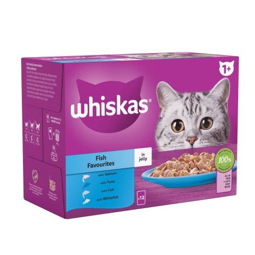 Whiskas Adult 1+ Cat Pouches Fish Selection in Jelly 12 x 85g