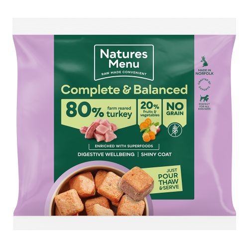Natures Menu Complete & Balanced Raw Dog Food 80/20 - Farm Reared Turkey 1kg