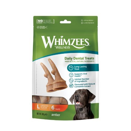Whimzees Antler Large Dental Chew Dog Treat Pack - 6pk