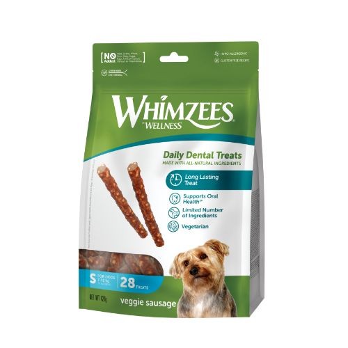 Whimzees Veggie Sausage Dental Dog Chew Treat 120mm Small Pack 28