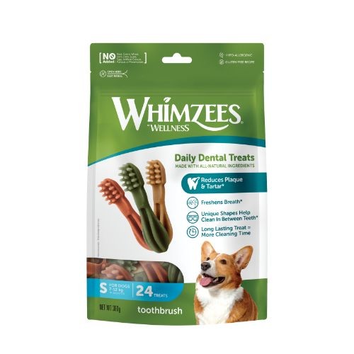Whimzees Toothbrush Dental Dog Chew Treat Pack 86mm Small 24 Pack