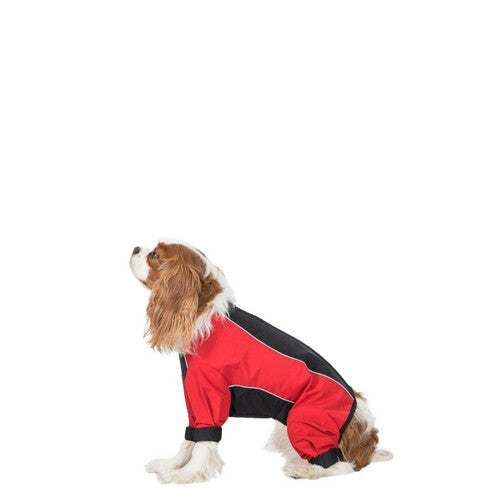 Trespaws Tia Black and Red Dog Raincoat With Legs (XS) Trespaws