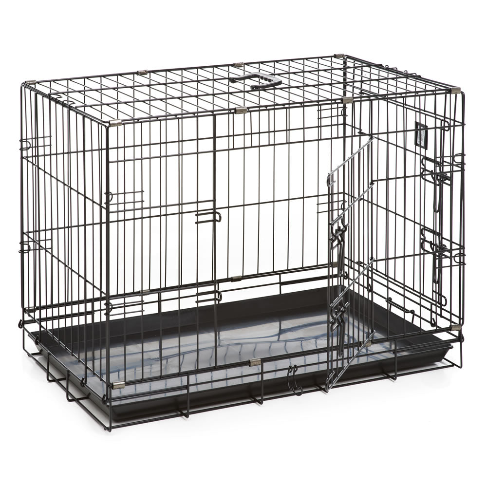 Dog Life Dog Crate Double Door Black Large 36in Dog Life Pets & Friends