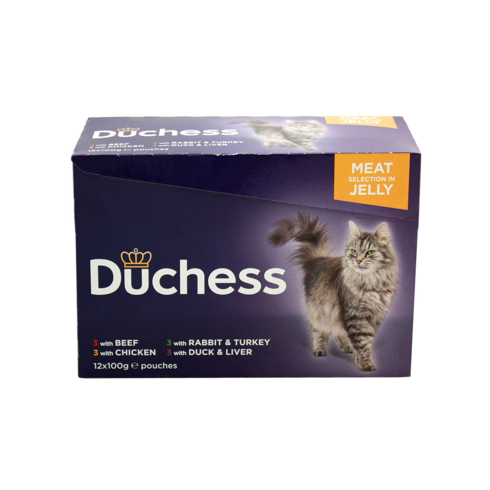 Duchess Adult Wet Cat Food Pouches Meat in Jelly 12 x 100g Duchess