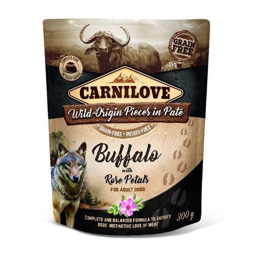 Carnilove Buffalo with Rose Petals Wet Dog Food Pouch - 12 x 300g