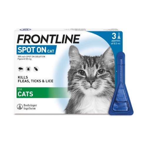 Frontline Spot-On Flea Drops for Cats, Kittens & Ferrets - 3 Pippettes