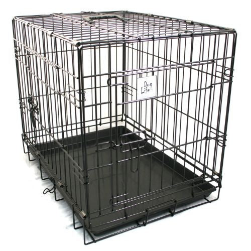 Dog Life Dog Crate Double Door Black Large 36in Dog Life Pets & Friends