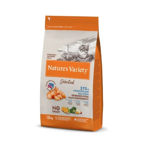 Nature's Variety Selected Dry Adult Sterilized Cat Food Norwegian Salmon 1.25kg