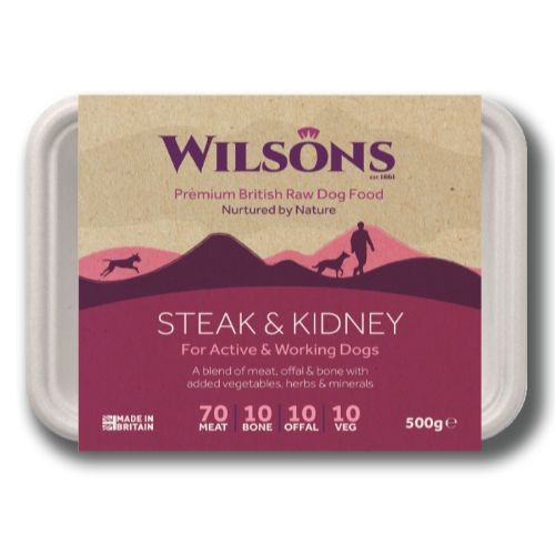 Wilsons Steak & Kidney Premium Raw Frozen Dog Food 500g Wilsons Pet