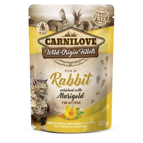 Carnilove Rabbit with Marigold Wet Kitten Food Pouch - 24 x 85g