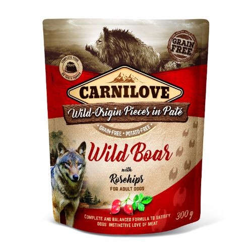 Carnilove Wild Boar with Rosehips Wet Dog Food Pouch - 12 x 300g