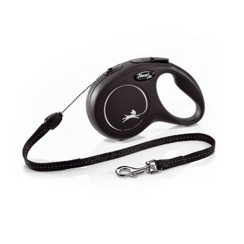 Flexi Classic Retractable Cord Dog Lead Black 8 Metres Medium Flexi